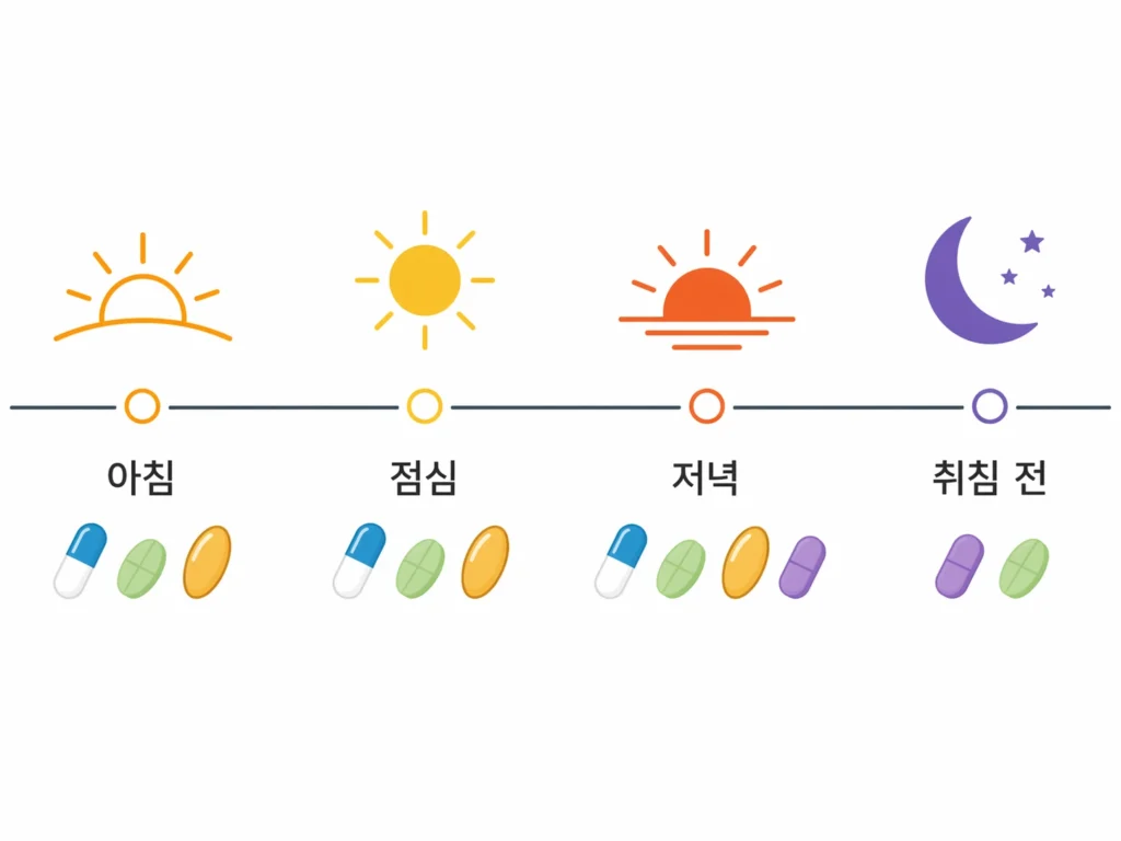 시간대별 영양제 복용 루틴 인포그래픽